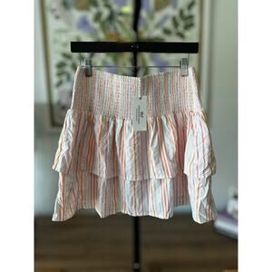 New Vineyard Vines Harbor Smocked Tiered Pastel Stripe Skirt Size Large